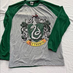 Harry Potter Green and Gray Slytherin Long Sleeve Pajama or T-Shirt M